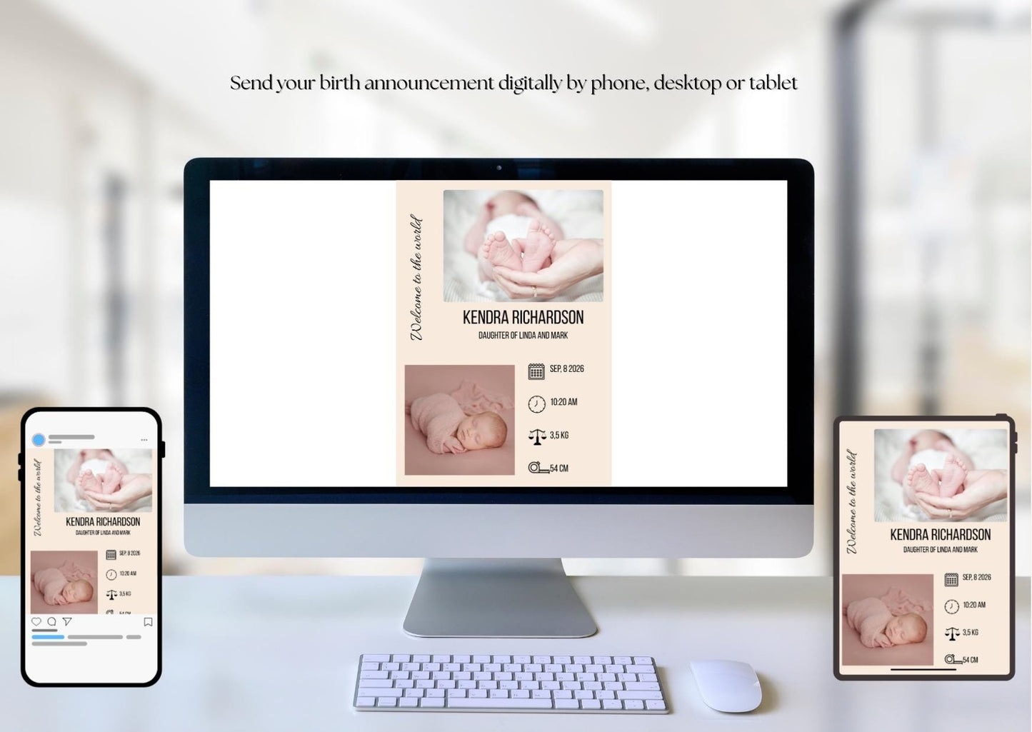 Editable Baby Birth Announcement Template
