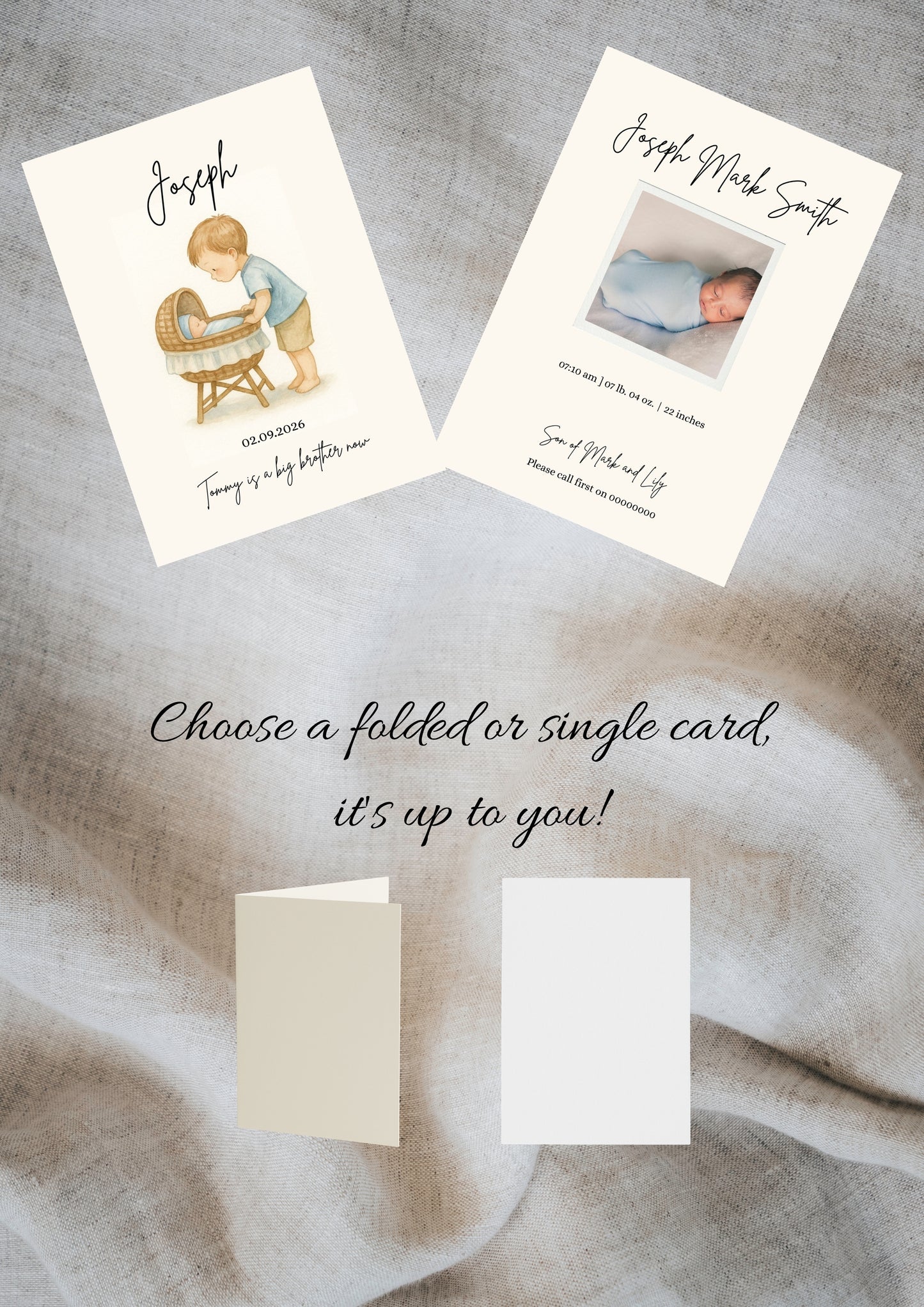 Watercolor Big Brother Birth Announcement Template