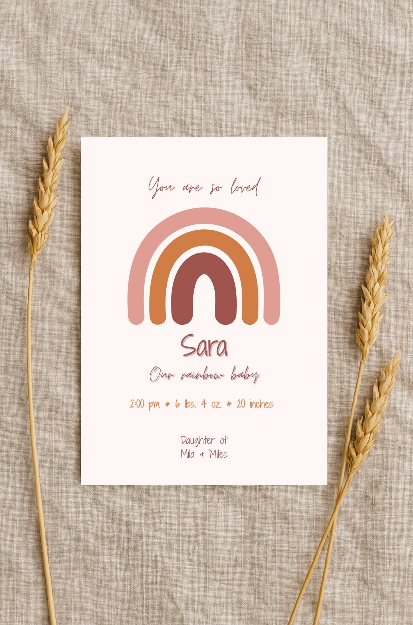 Rainbow Baby Birth Announcement Template