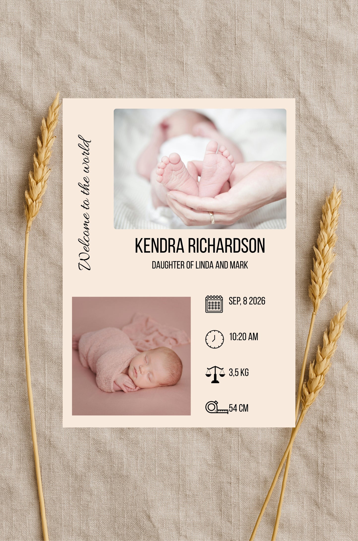 Editable Baby Birth Announcement Template