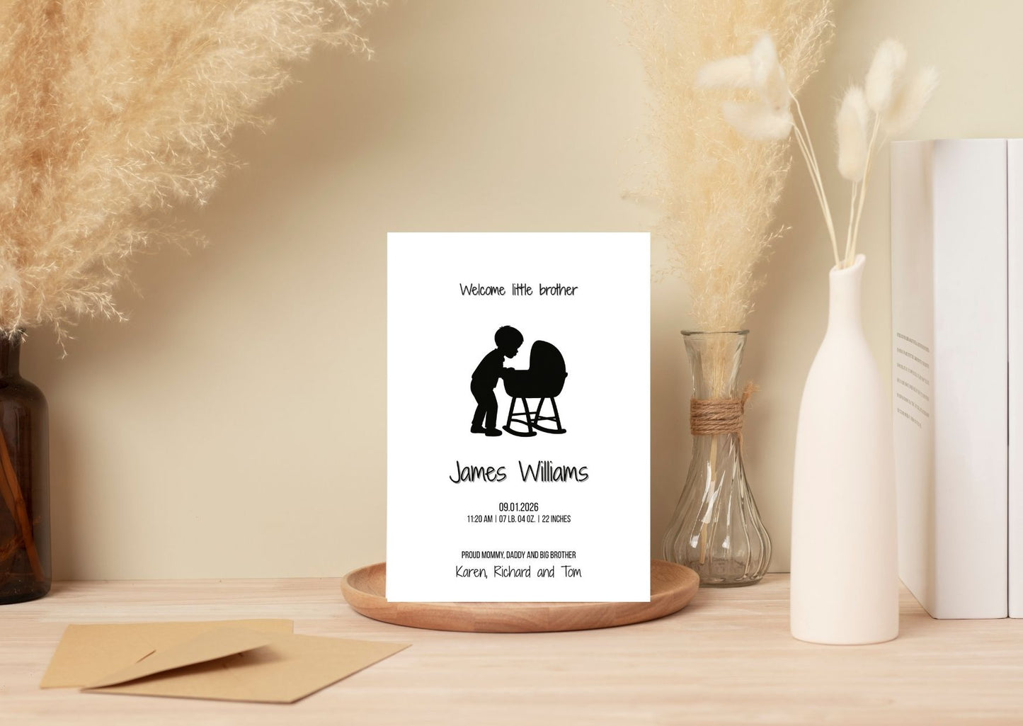 Editable Little Brother Birth Announcement
