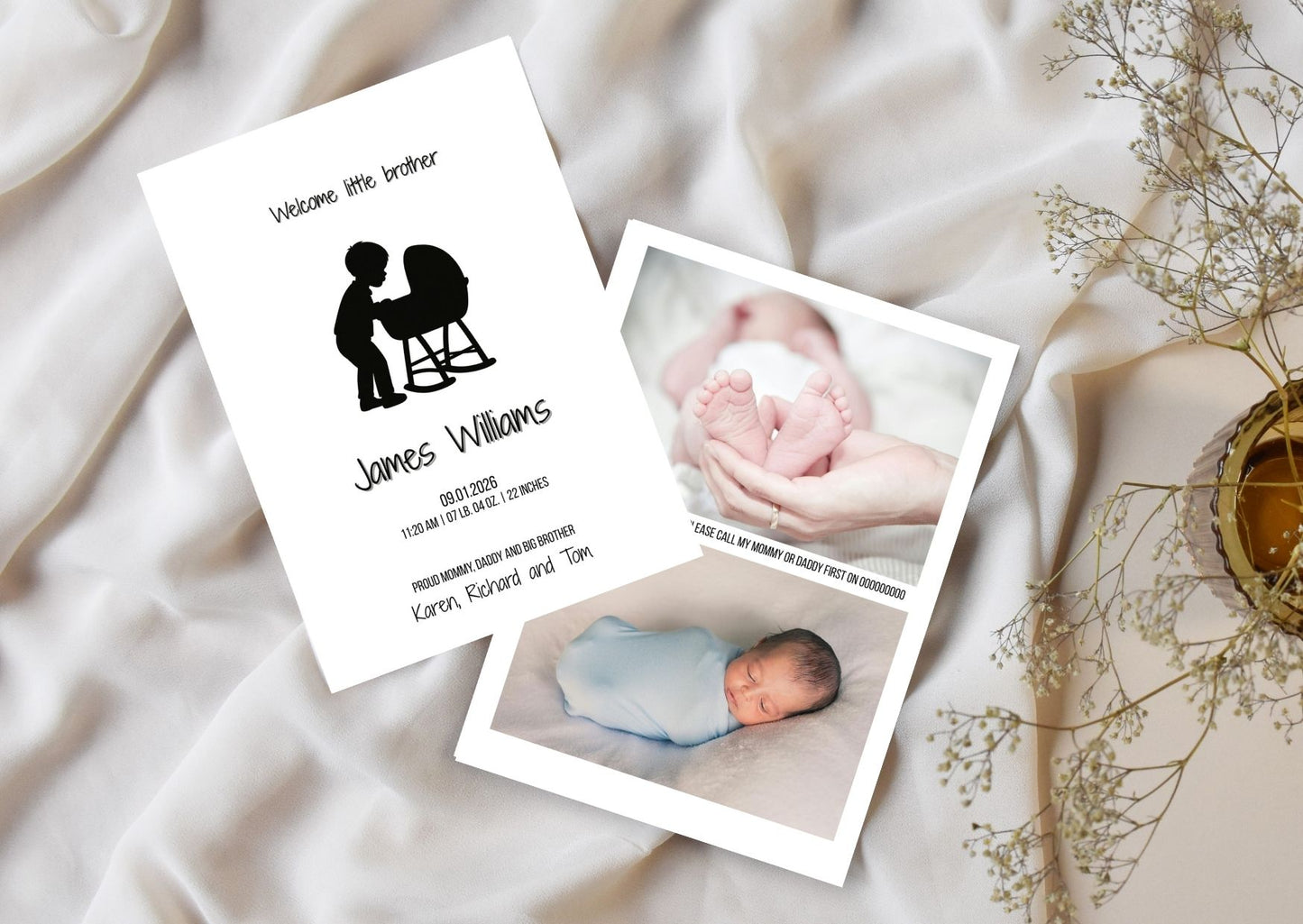 Editable Little Brother Birth Announcement