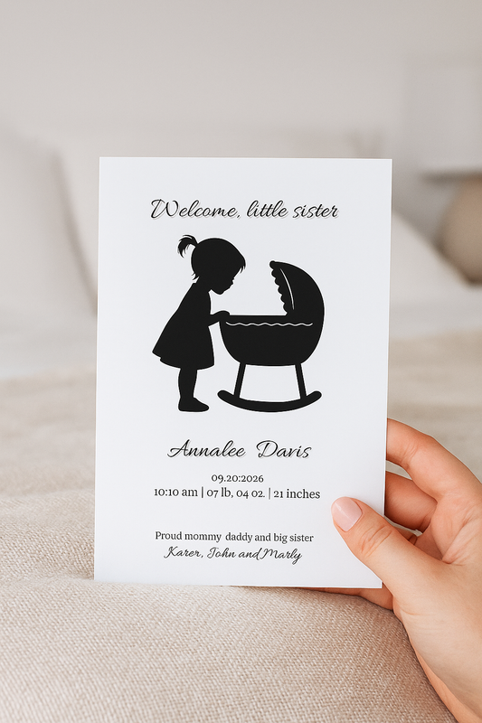 Editable Baby Girl Birth Announcement