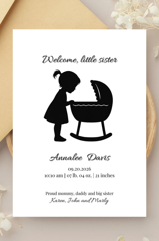 Editable Baby Girl Birth Announcement