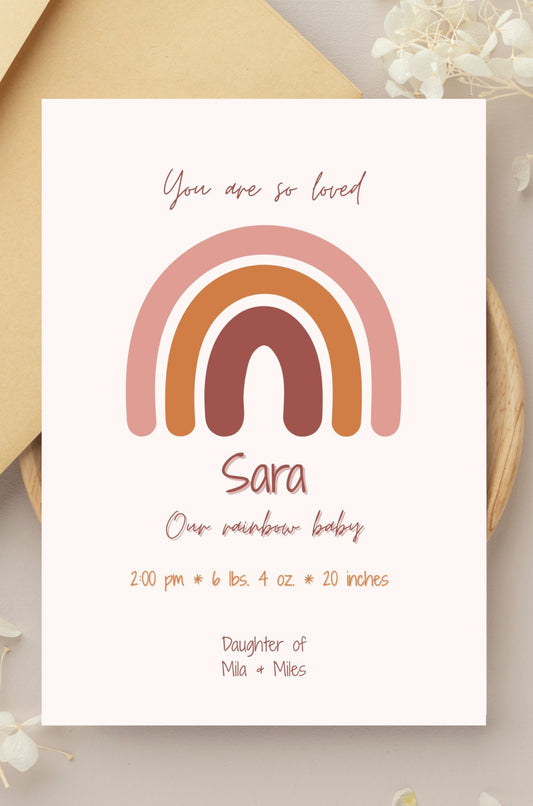 Rainbow Baby Birth Announcement Template