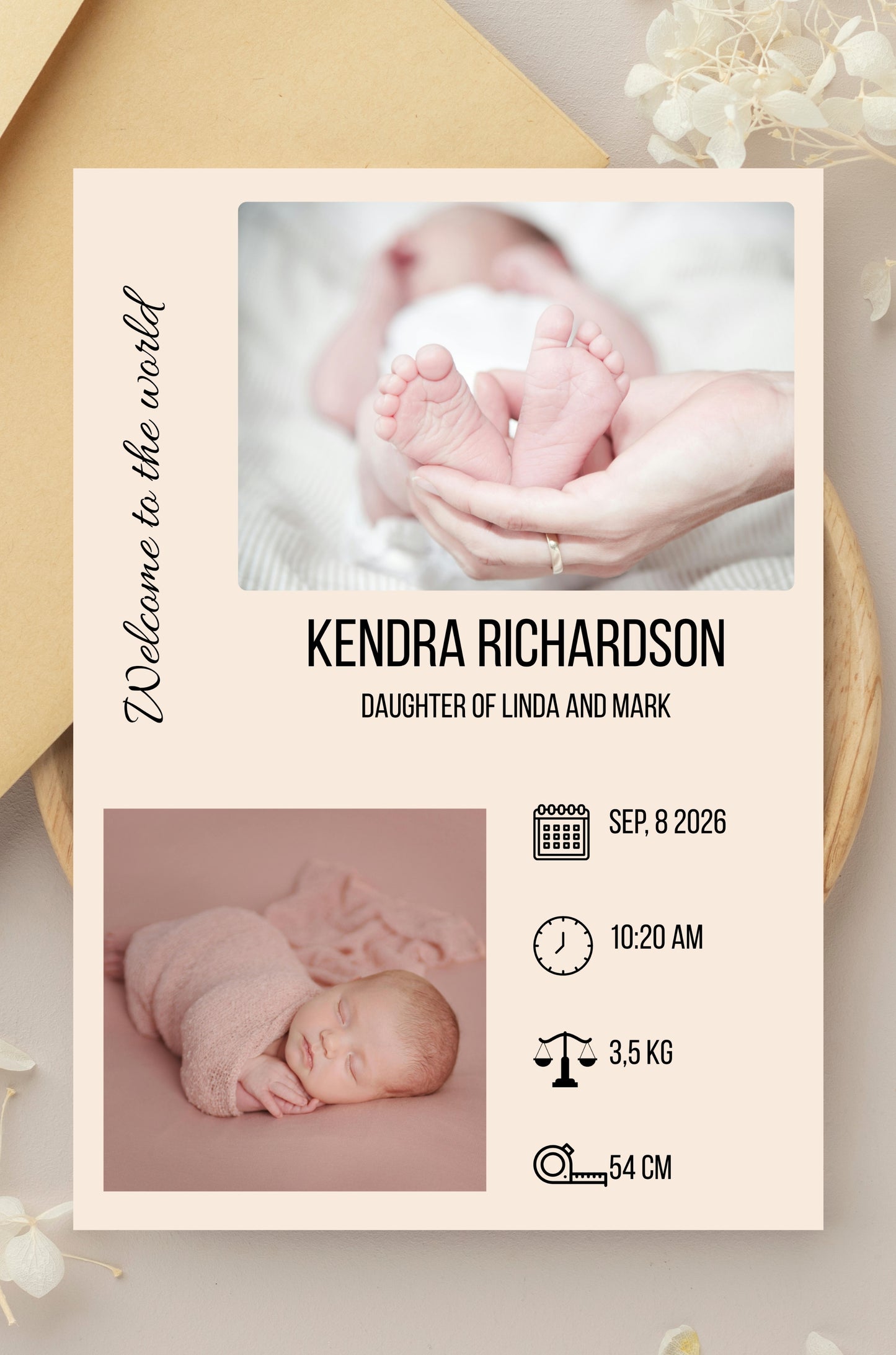 Editable Baby Birth Announcement Template