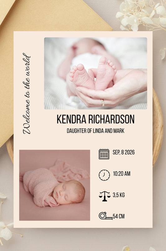 Editable Baby Birth Announcement Template